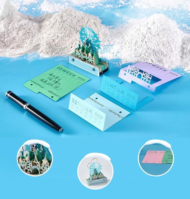 Notatnik 3D, kalendarz 3D 2025, ręcznie rozdarty papier, rzeźba, grafika, wykwintna kreatywna nieprzywierająca karteczka samoprzylepna, karteczki pocztowe, do biura, domu, prezenty, ozdoby