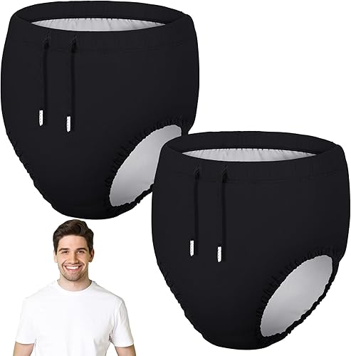 2 pañales de natación para adultos, para necesidades especiales, reutilizables, de tela, impermeables, protección contra la incontinencia, unisex (L)