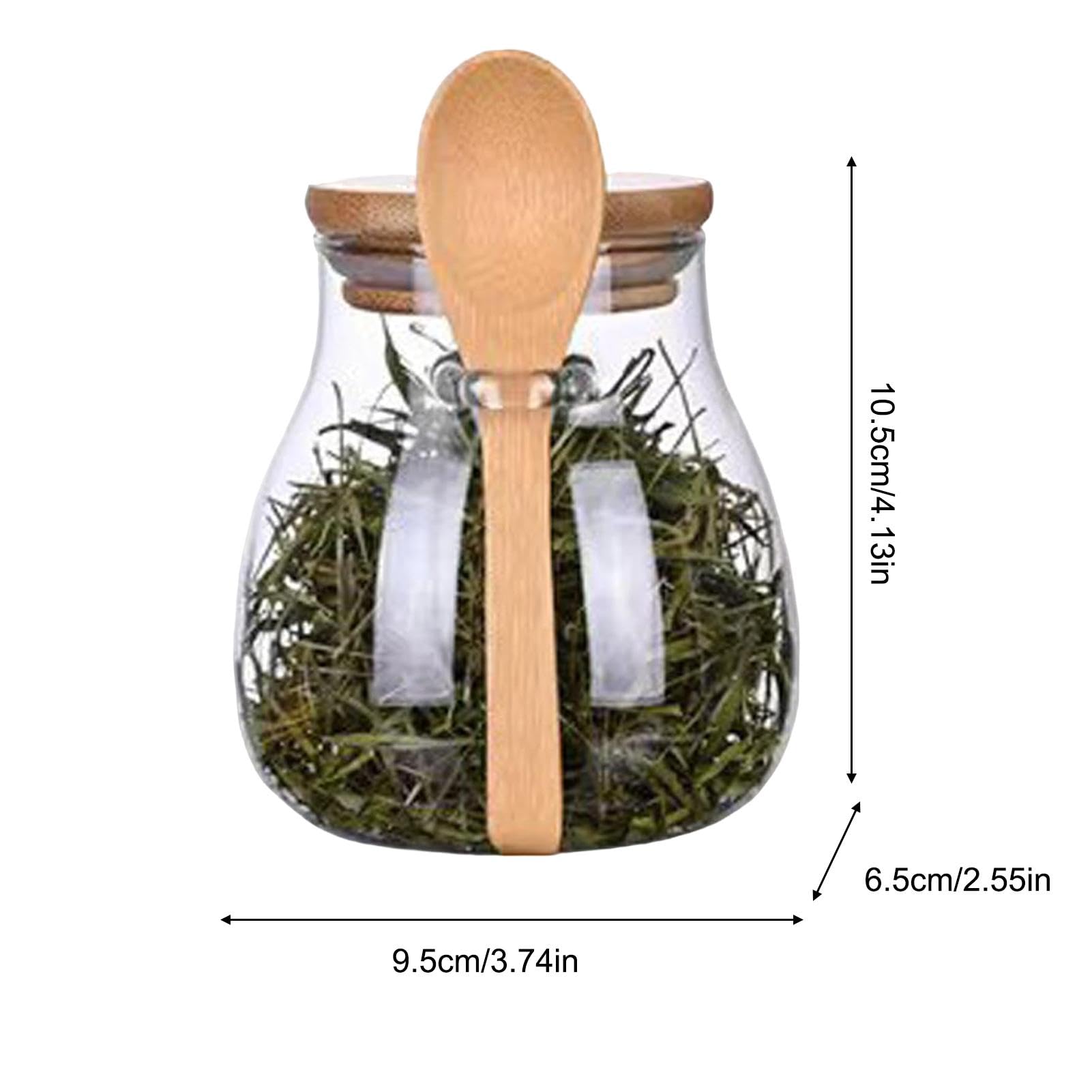 HolaJia Contenitori per alimenti in vetro con coperchi in legno, piccoli barattoli da caffè, dispensa per avena, cereali, riso, caramelle (300 ml