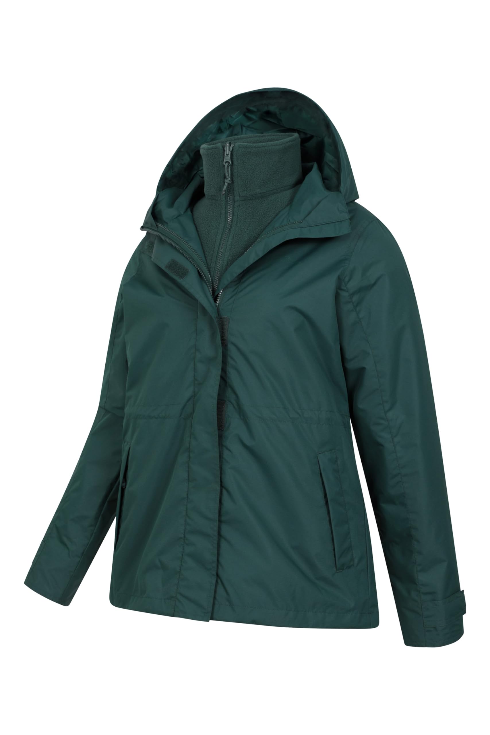 Mountain Warehouse Fell 3-in-1 Damen-Jacke wasserdichte atmungsaktive warm gefütterte Kapuze Outdoor-Fleecejacke