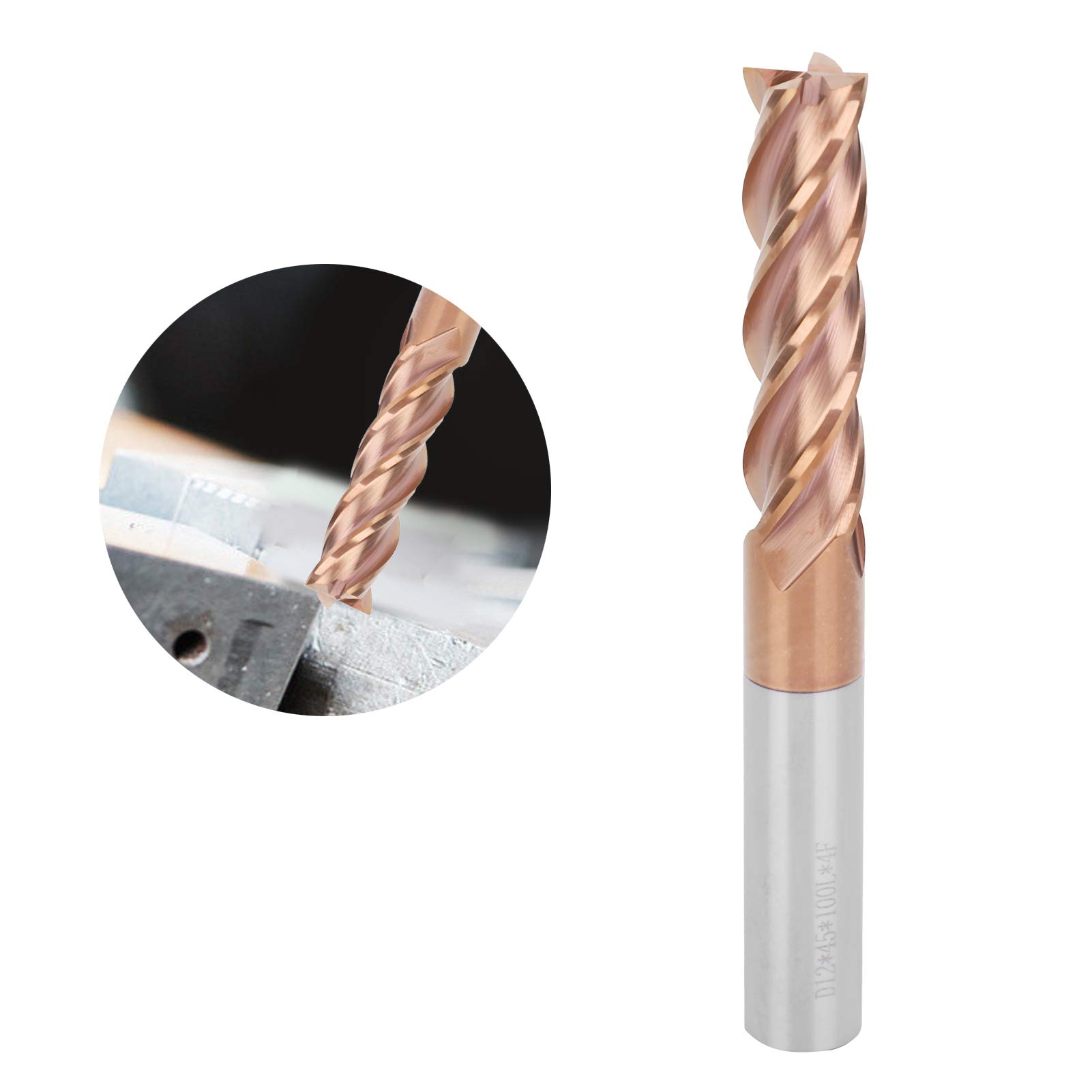 Fresa in acciaio al tungsteno a 4 flauto Fresa per taglio in alluminio Utensile CNC D12x45x100Lx4F Durevole ad alta precisione per lavorazione CNC Incisione Fresatura