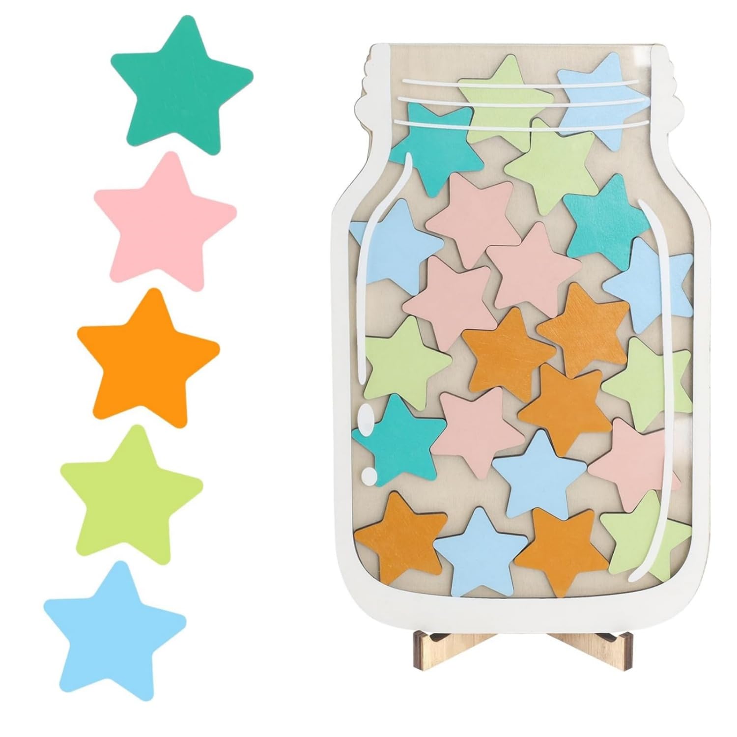 Zwenjuan Complete Star Jar Reward Set,Reward Pot for Children,Motivate Good Behaviour,Reward Chart Incentive Jar for Home, Classroom Use Teacher & Parent Essential(Star)