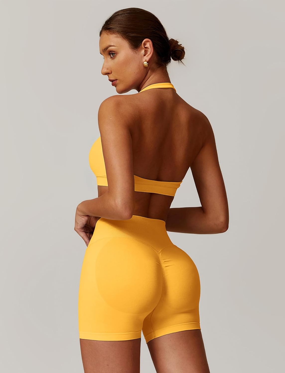 ABOCIW Women Seamless Halter Sports Bra Open Back Padded Gym Workout Crop Tank Tops Low Impact Bra