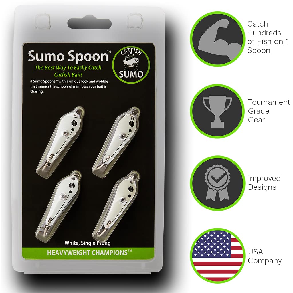 Sumo Spoon - Catfishing Bait Spoon for Skipjack, White Bars, Striped Baitfish, 1 5/20.3 cm