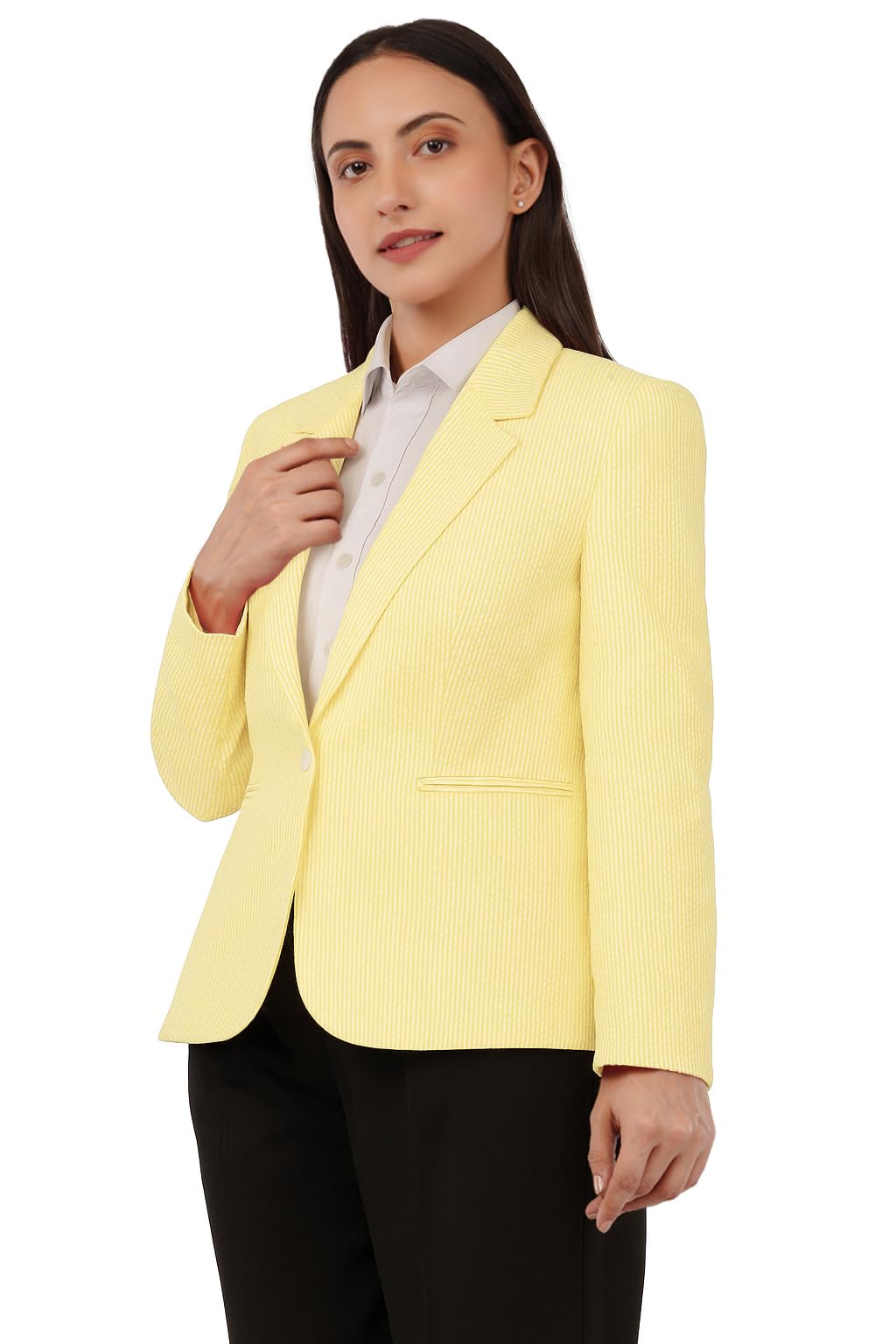 Women's 4-Way Stretchable Stripe Design Blazer | 3D Bubble Texture Fabric | Casual & Office Wear | Fully Lined |Elegant Regular Fit |Lightweight Summer Special Jacket