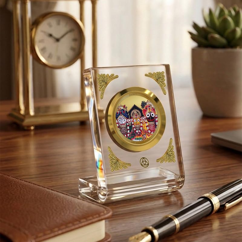 Image of DIVINITI 24K Gold Plated Religious Car Dashboard Frame | Premium God Idol Frame for Car, Home Mandir & Office Table | Spiritual Gift, Decorative Showpiece