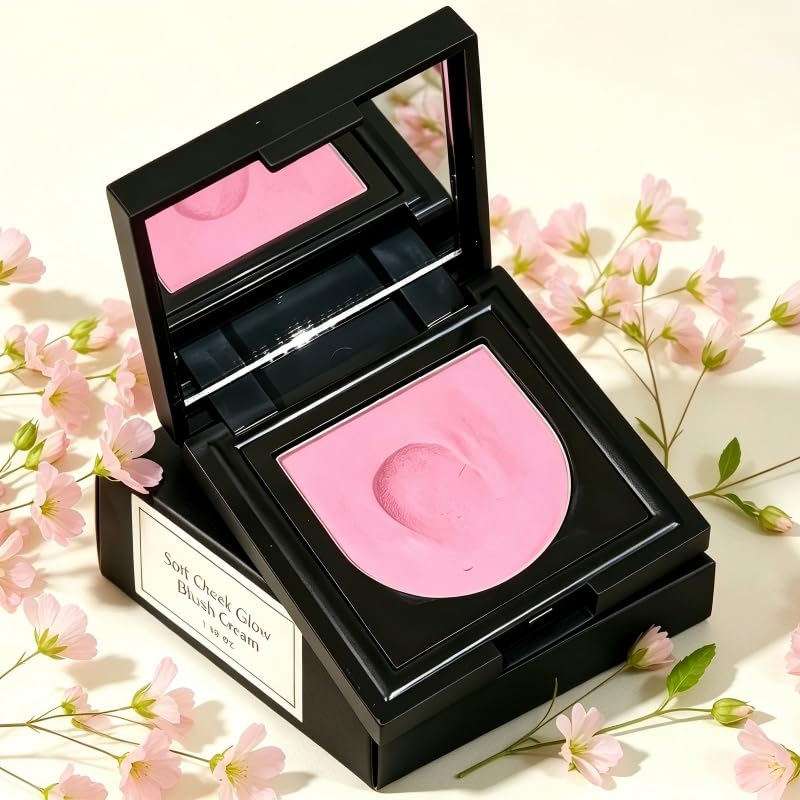 Soft Cheek Glow Blush Cream, Long Lasting Smooth Cream Blush for Daily Cheek Makeup