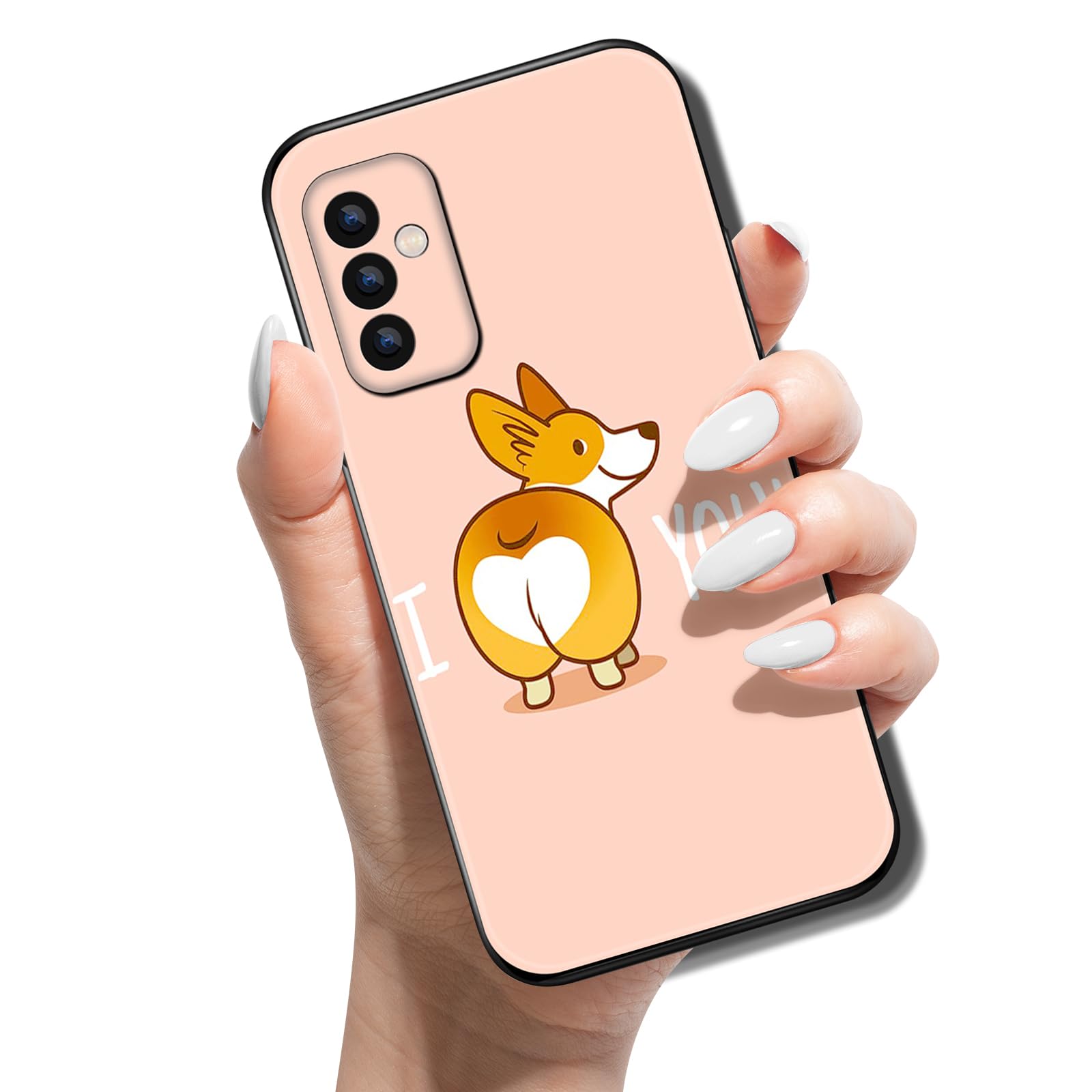 E-Pandafor XIaomi Redmi Note 12 Pro/Poco X5 Pro 5G Case Ultra Thin Slim Black TPU Soft Silicone Gel Bumper Shockproof Protective Cover Sparkle Pattern Design Personalised Kawaii Cute - Corgi Heart