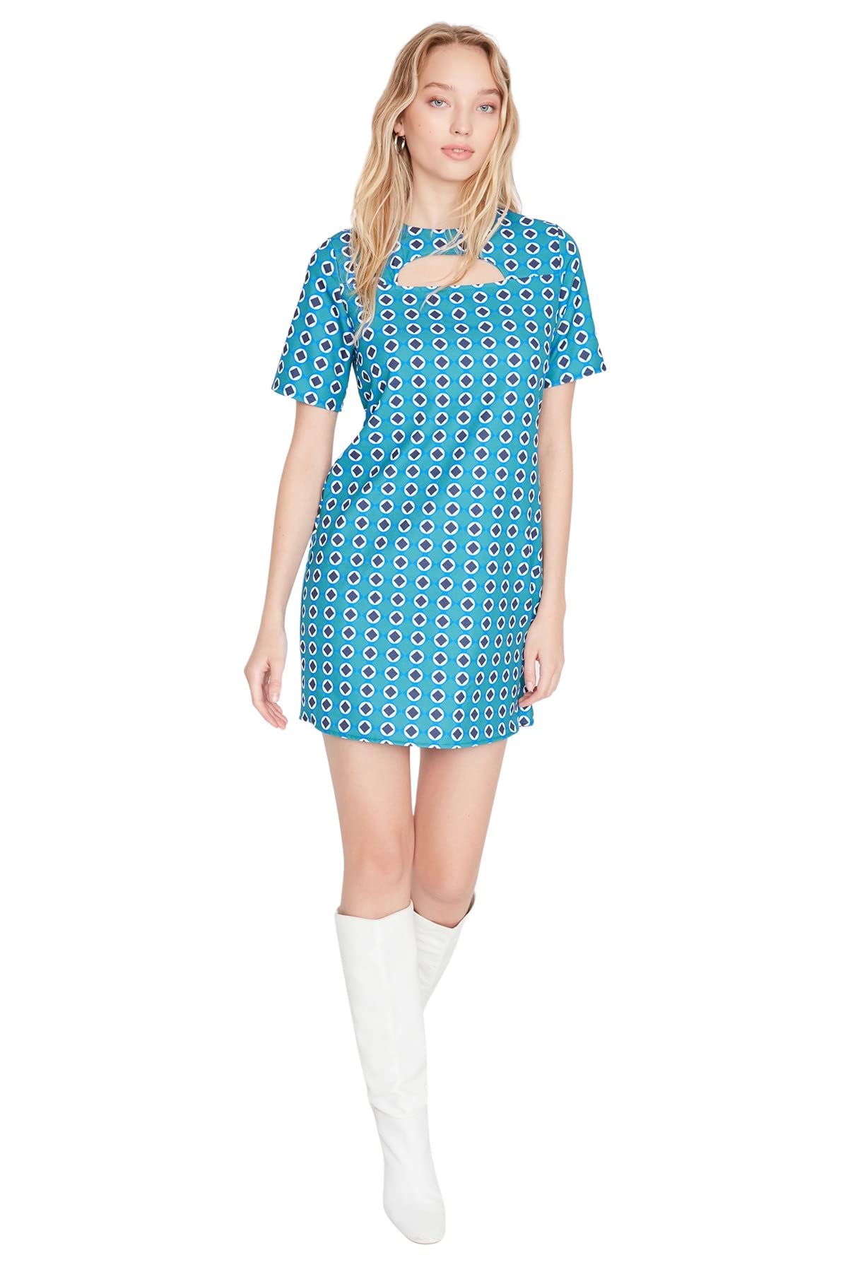 Trendyol Women Mini Shift Regular Woven Dress Green