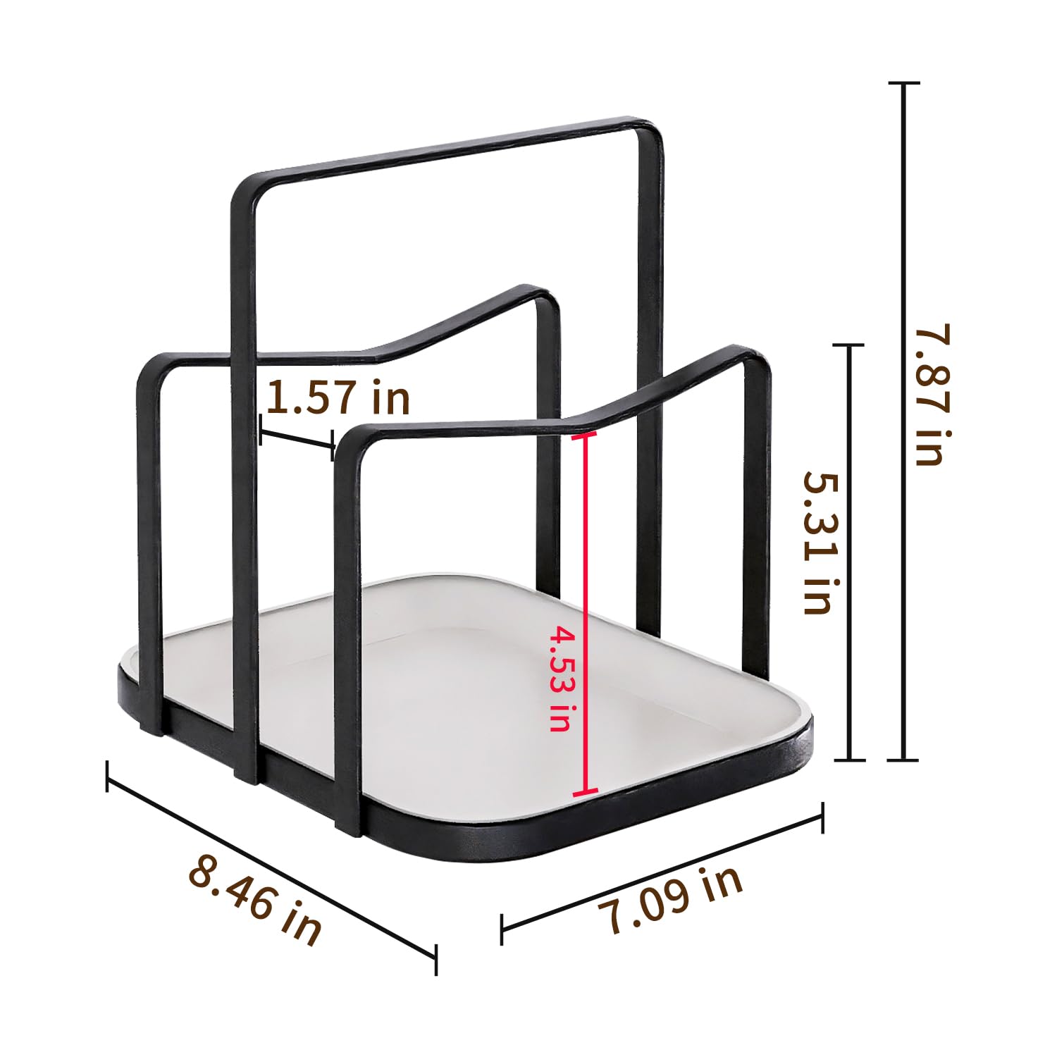 LanDaheng Cutting Board Rack Chopping Board Organizer Stand Holder Kitchen Countertop Pots Pan Lids Rack Organizer Flat Steel 8.46 x 7.09 x 7.87 in. Black