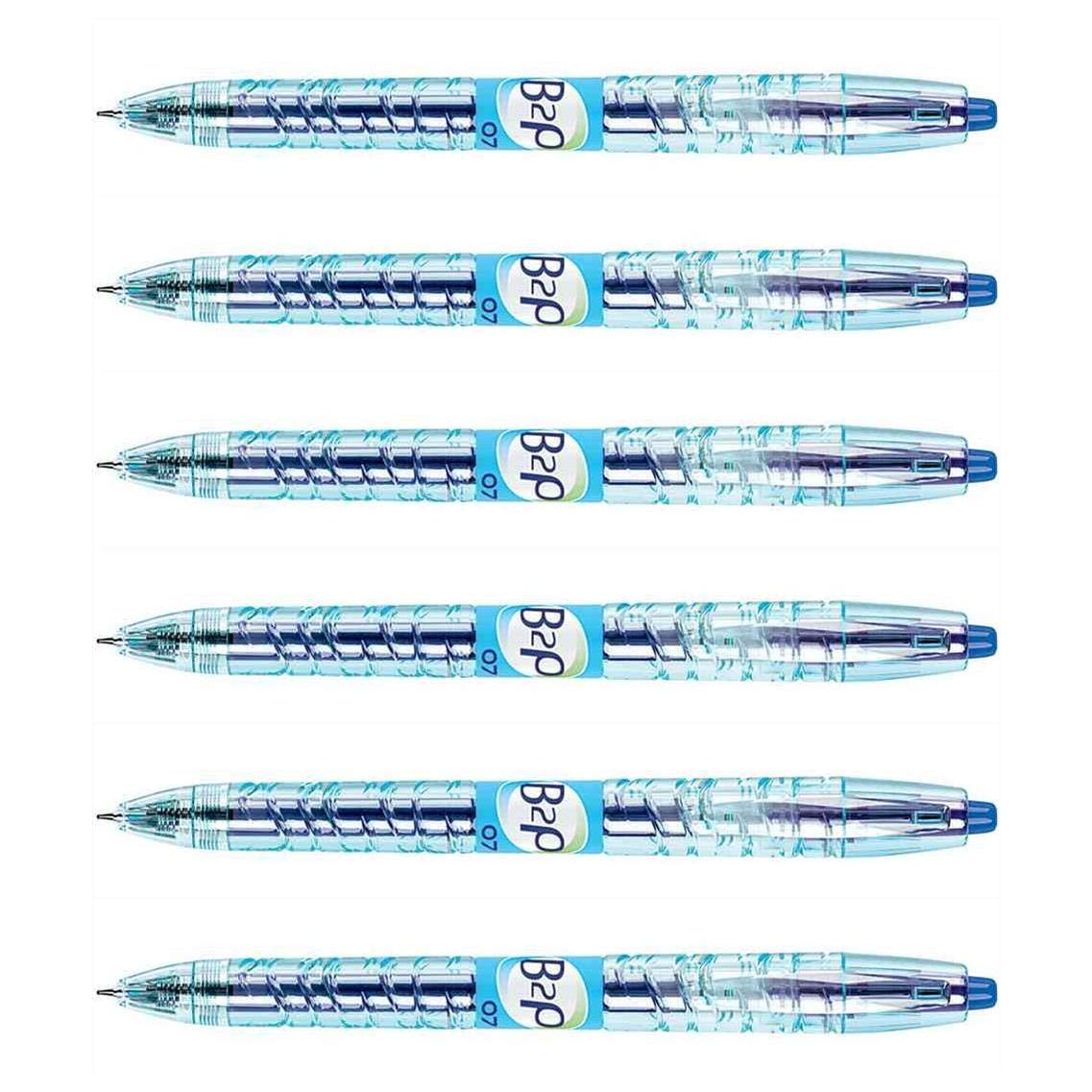 Pilot B2P Gel Ink Ballpoint Pens Pack of 6Medium 0.7mm line 0.4mm Blue Paste