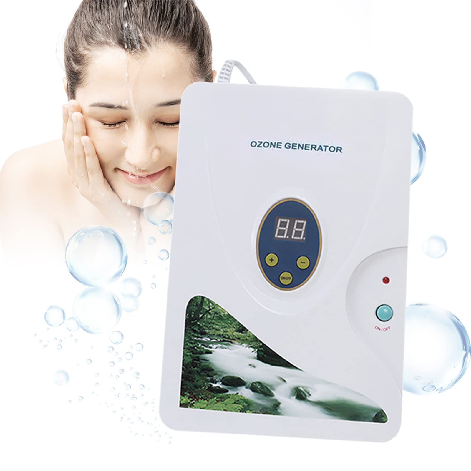 Generador de ozono máquina de limpieza, generador de ozono multiusos 600 mg/h, con función de temporizador e indicador LED, para la limpieza de aire y agua, para frutas, verduras