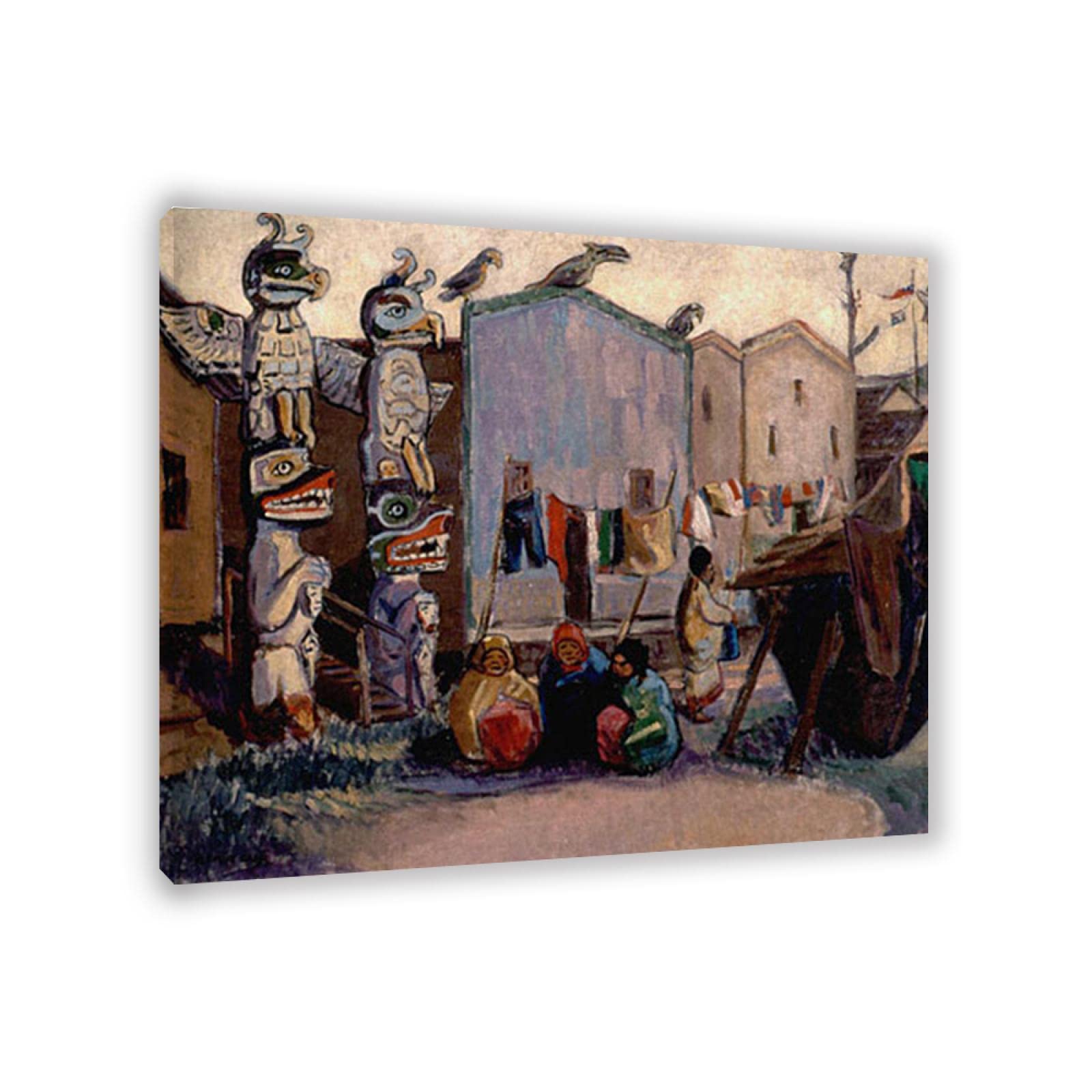Emily Carr Pintura Reproducción de Carteles Cuadro en lienzo-impresión Obras de Arte-listo para colgar Cuadros famosos impreso sobre lienzo(Pueblo Indio, Bahía Alerta)90x108cm(35x43in)Enmarcado