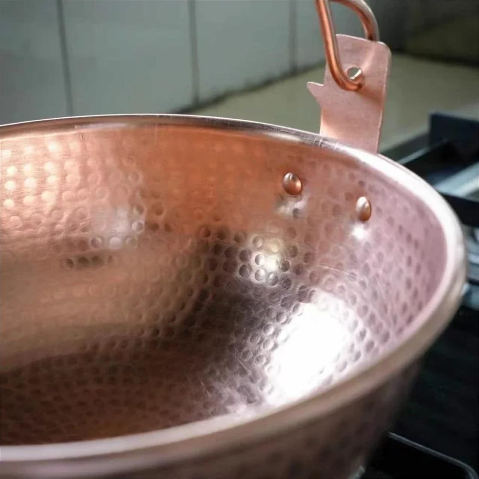 Hammered Kupfertopf Vintage-Kupfer-Hängetopf, Outdoor-Camping, verdicktes Kochutensilien, for Kochen von Nudeln, handgefertigte Hammerstruktur