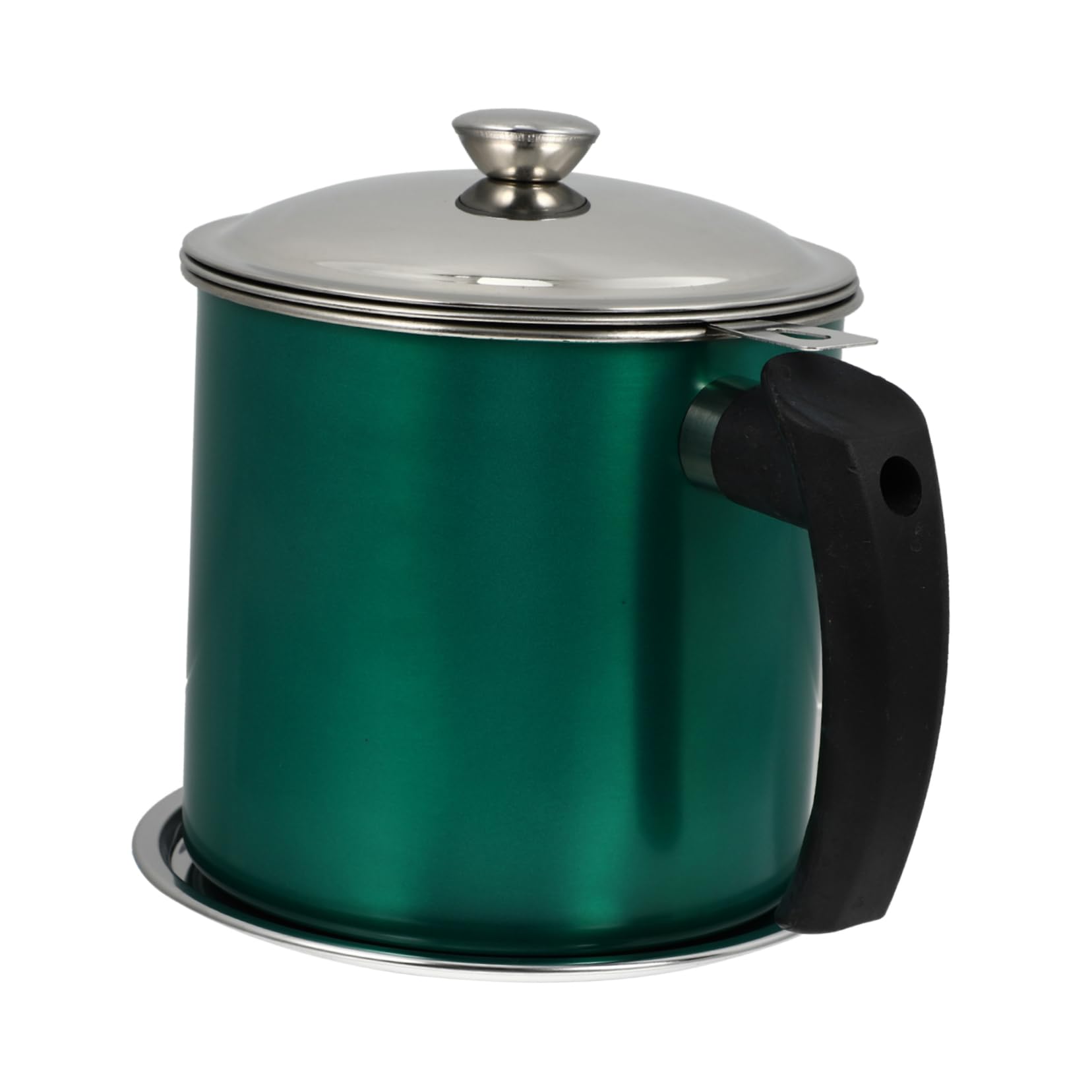 CVHfhjTG oil dispenser, Stainless Steel Oil Strainer Pot with Lid Green Dense Mesh Filter for Thorough Filtration Home Can