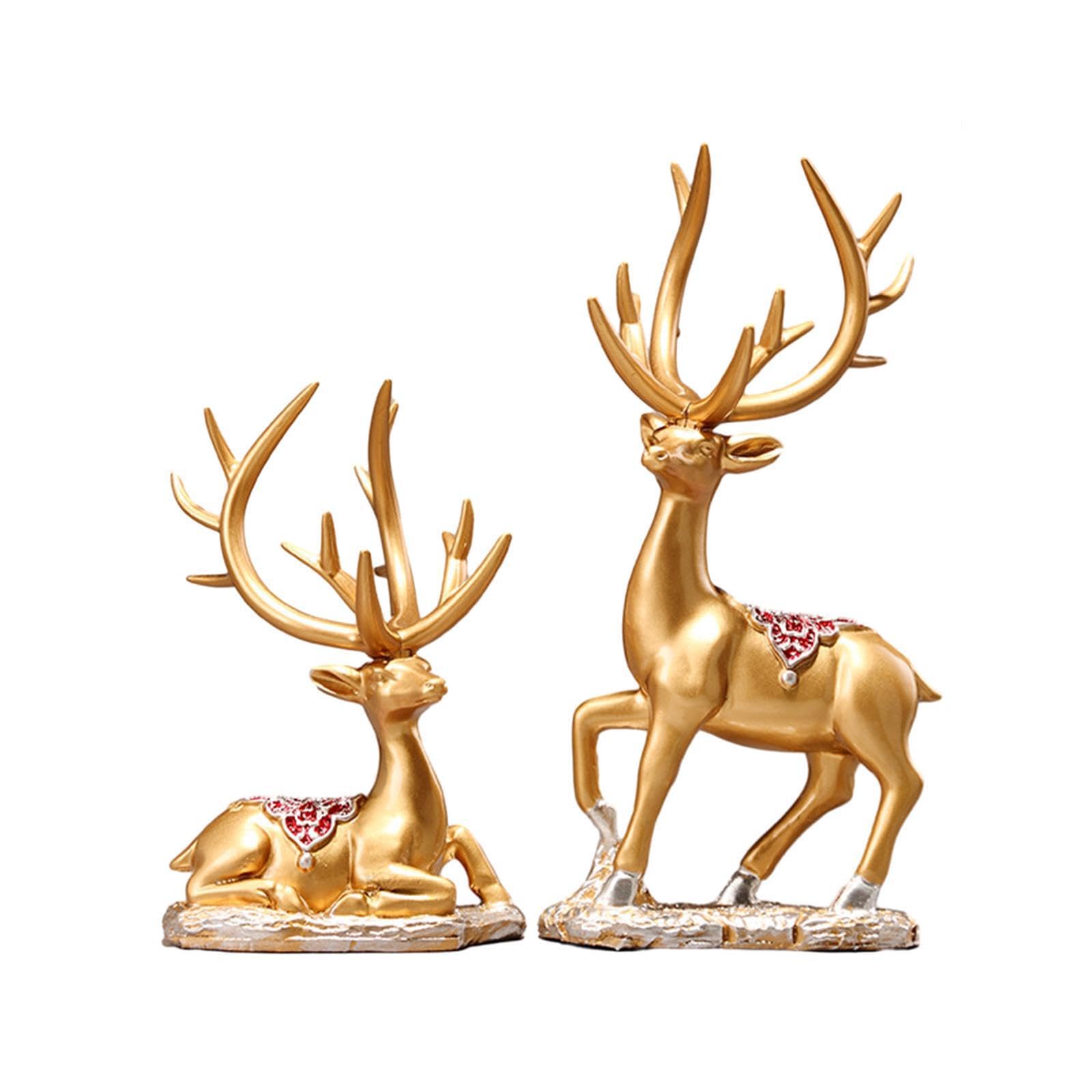 TWISAXC Deer Sculpture Tabletop Animal Ornament Artistic Elk Figurine For Stylish Home Display Elk Sculpture Indoor Cabinet Figures Resin Crafts Bathrooms
