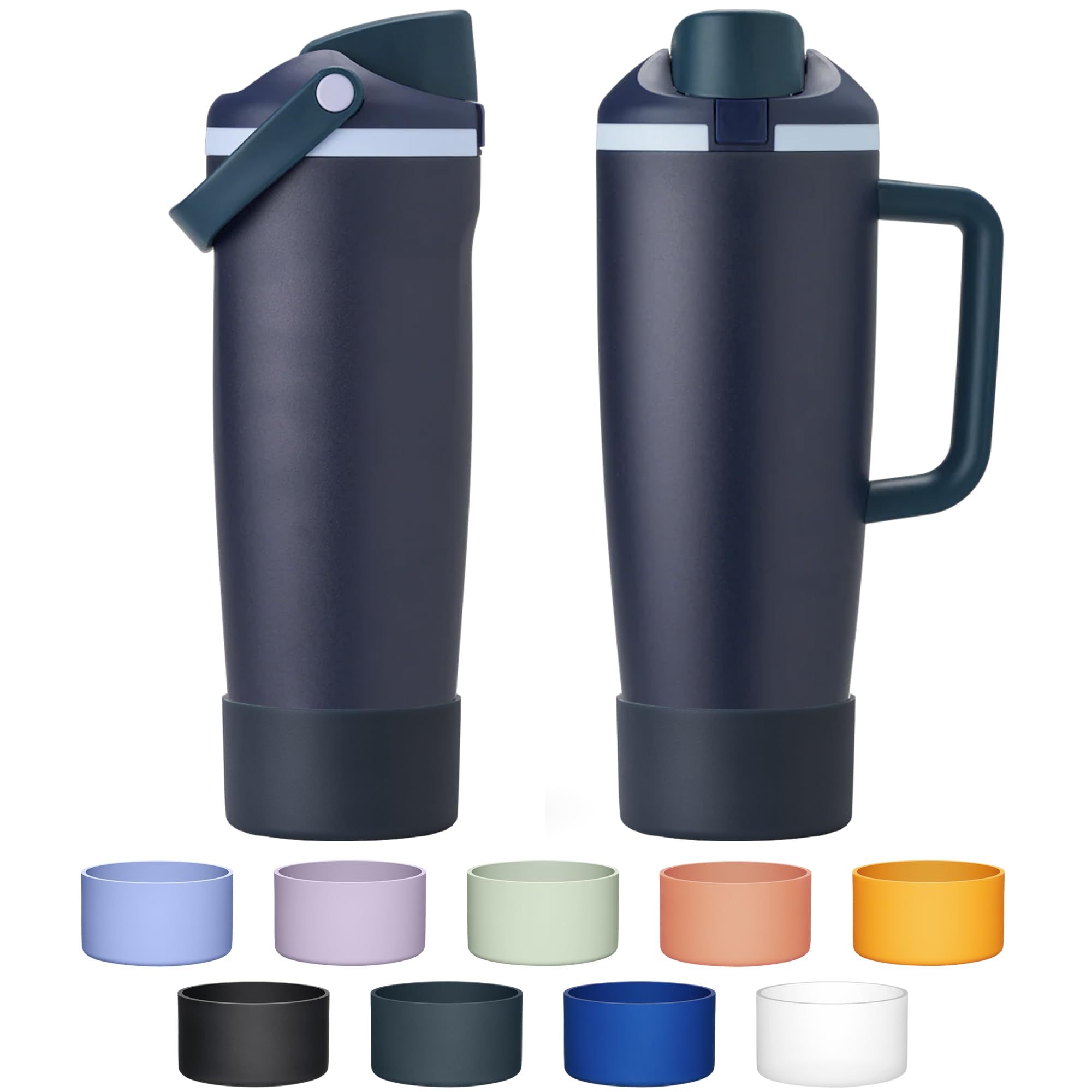 Diumepo Silicone Boot for Owala 30oz & 40oz FreeSip Sway Bottles & TumblersïŒAnti-Slip Protective Sleeve Bottom Bumper Cover for Freesip Sway Tumbler ïŒGrey BlueïŒ
