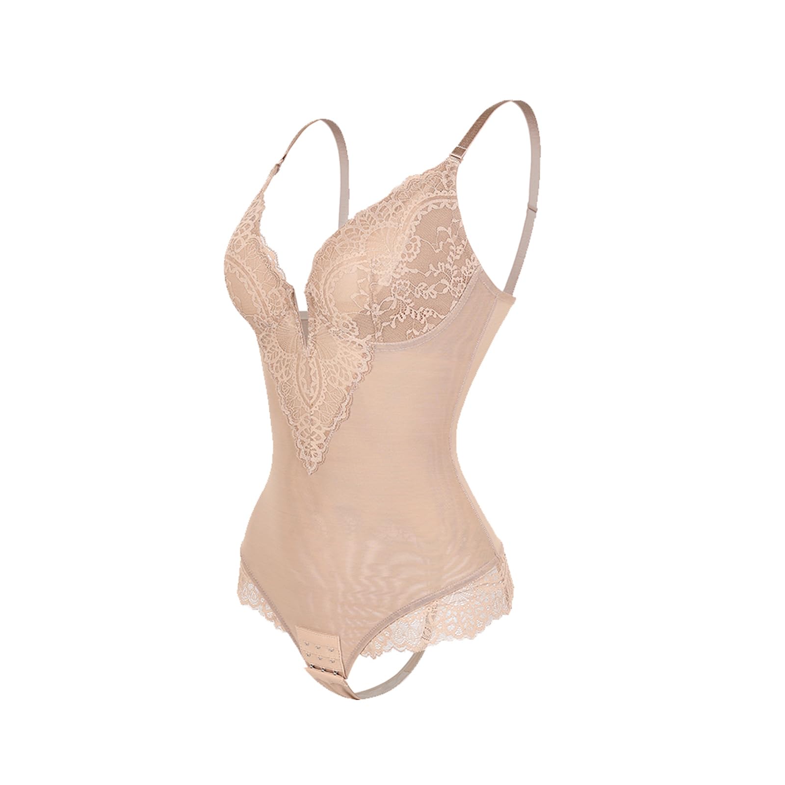 Body de Malla de Encaje para Mujer, Ropa Moldeadora con Control de Barriga, Cuello en V, Tangas, Ropa Interior, Monos de recuperación adelgazantes