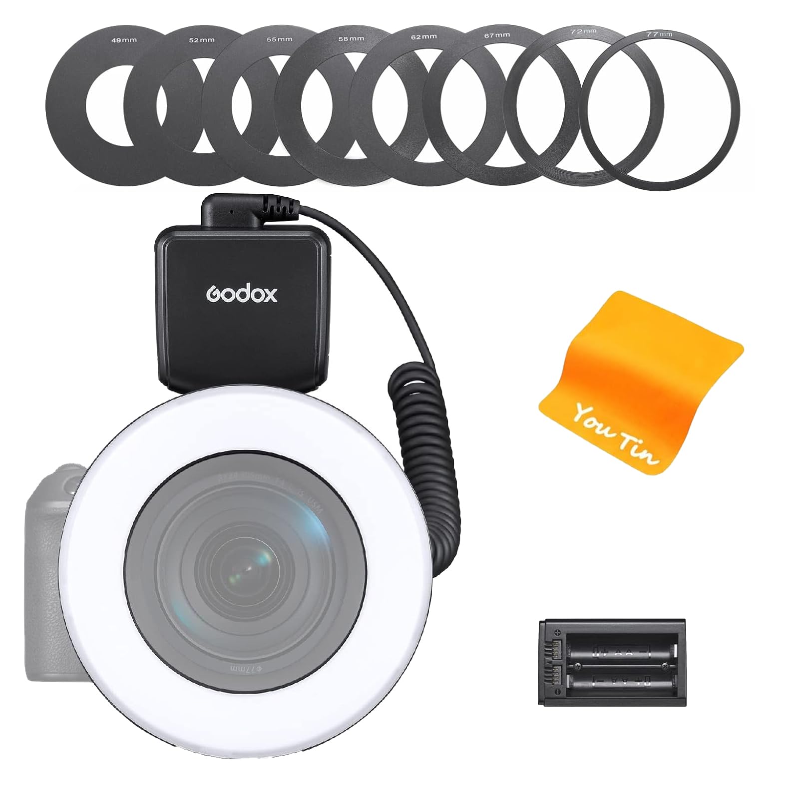 GODOX RING72 Luce Ad Anello LED Per Foto Macro - 72 LED, 5600K, 10 Livelli Luminosità, Con Adattatori - Foto 5