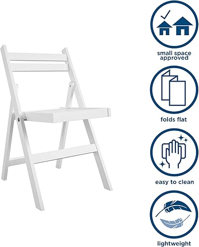Miniatura 4 de COSCO XL Silla plegable con respaldo de listones de madera paquete de 2 color blanco