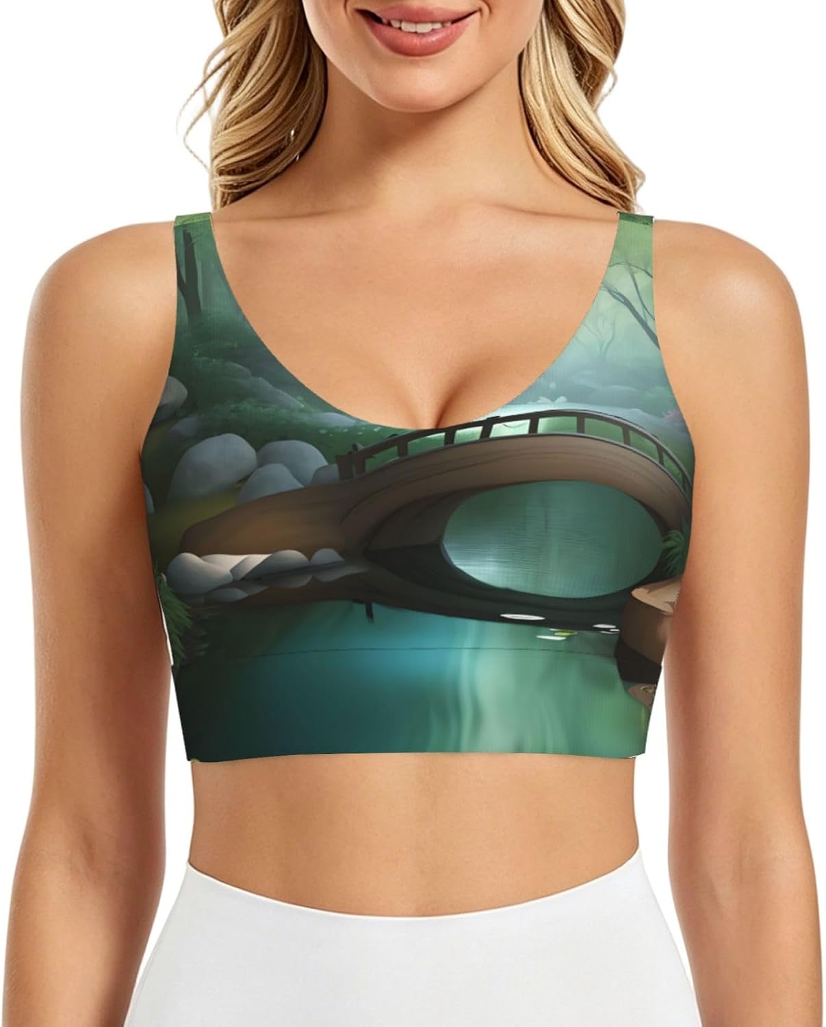 Little Bridge in the East Women's Sports Vest, Light Running Gear, Soft Polyester for Fitness Exercise Outfit