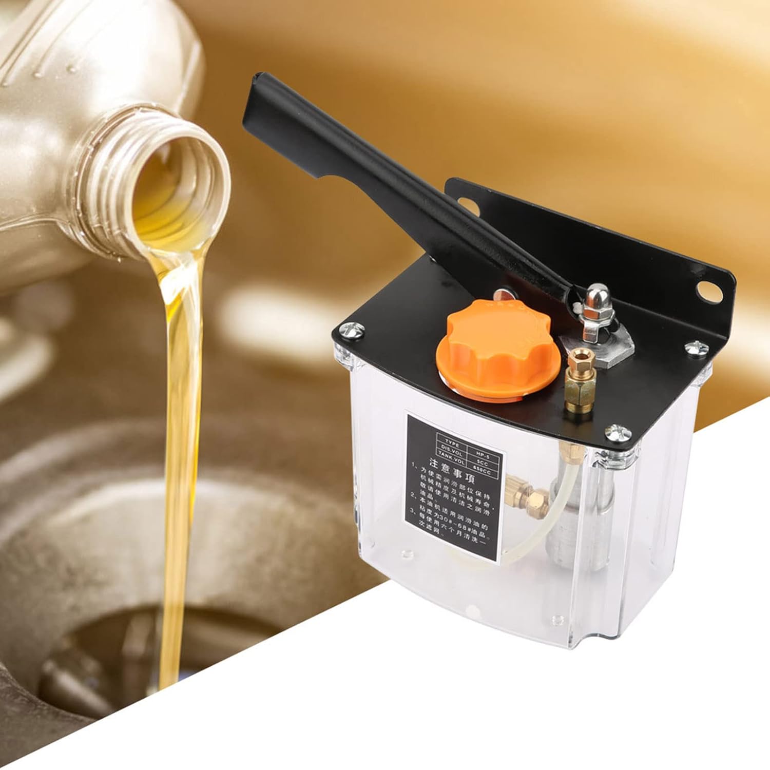 BRRNOO Manual Lubricating Oil Pump, Lubricating Pumps Left Hand Operated Lubrication Pump 650CC -5L Manual for CNC Machine Tool