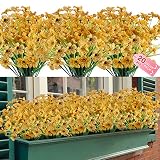 ZEOSTARO 20 Bundles Artificial Outdoor Flowers UV Resistant Fake Flowers No Fade Faux Plastic Greene