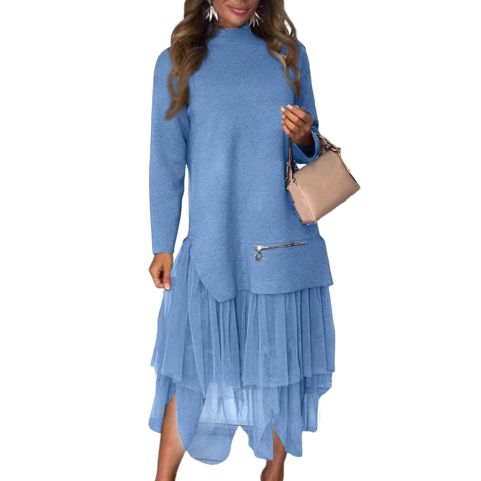 Vestidos Mujer Casual con Diseño De Manga Larga Y Falda Asimétrica Vestido Verano para Uso Diario