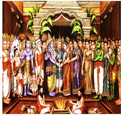 Image of Srinivasa Kalyanam Backdrop Cloth Traditional Pooja Backdrop Cloth 8x8 feet (Balaji kalyanam 8x8 feet) (Knit Fabric) sankranti bhogi Pallu Backdrop Decoration