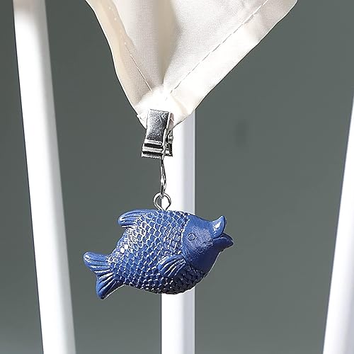 Miniatura 4 de TwoFish Home - Juego de 4 pinzas para mantel de pescado azul, 100 % artesanales, clips de peso para mantel de peces azules, paquete de 4 clips