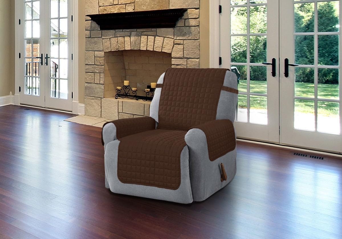 Linen Store Furniture Protector, Quilted Microfiber Machine Washable Sofa Cover with Tucks & Elastic Strap Perfect for Kids, Dogs, Pets (Burgundy, Sofa)