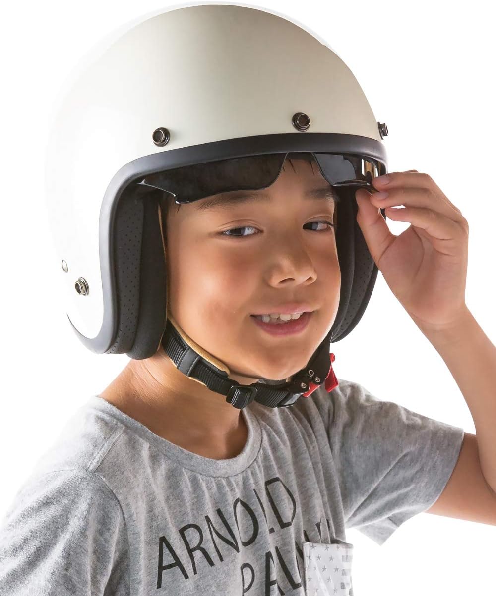 [ダムトラックス] バイクヘルメット ジェット AIR MATERIAL (エアー マテリアル) パールアイボリー キッズサイズ(54cm~56cm) -