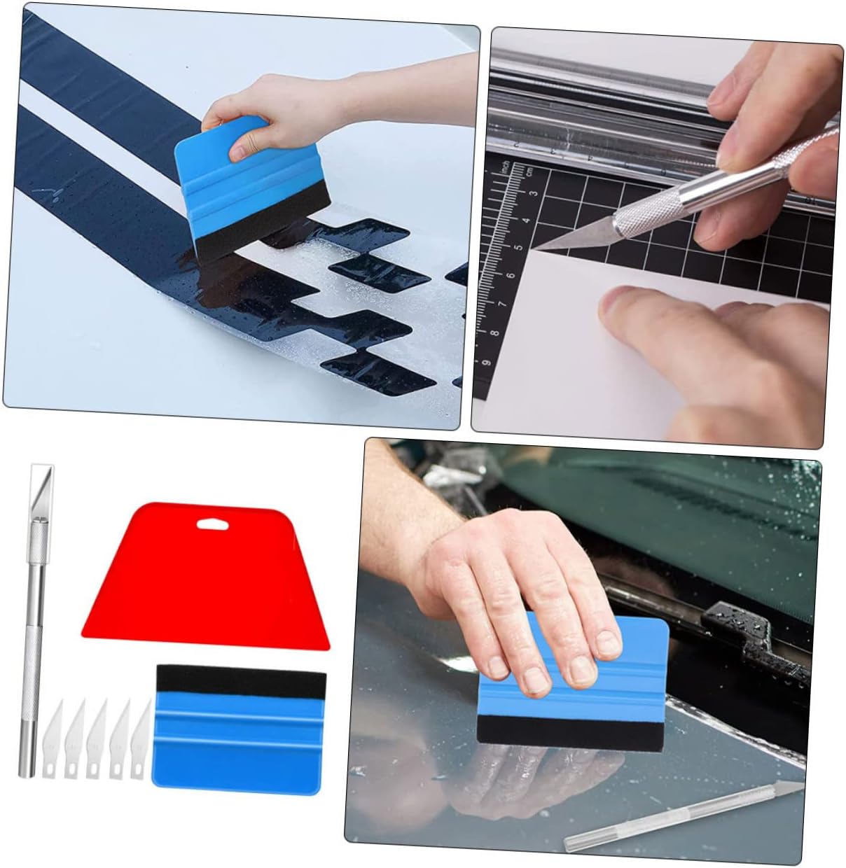 1Set Kit for Window Tinting and Vinyl Applications Includes Scrapers and Precision Cutting Tools Easy to Clean and Reusable for All Film Types