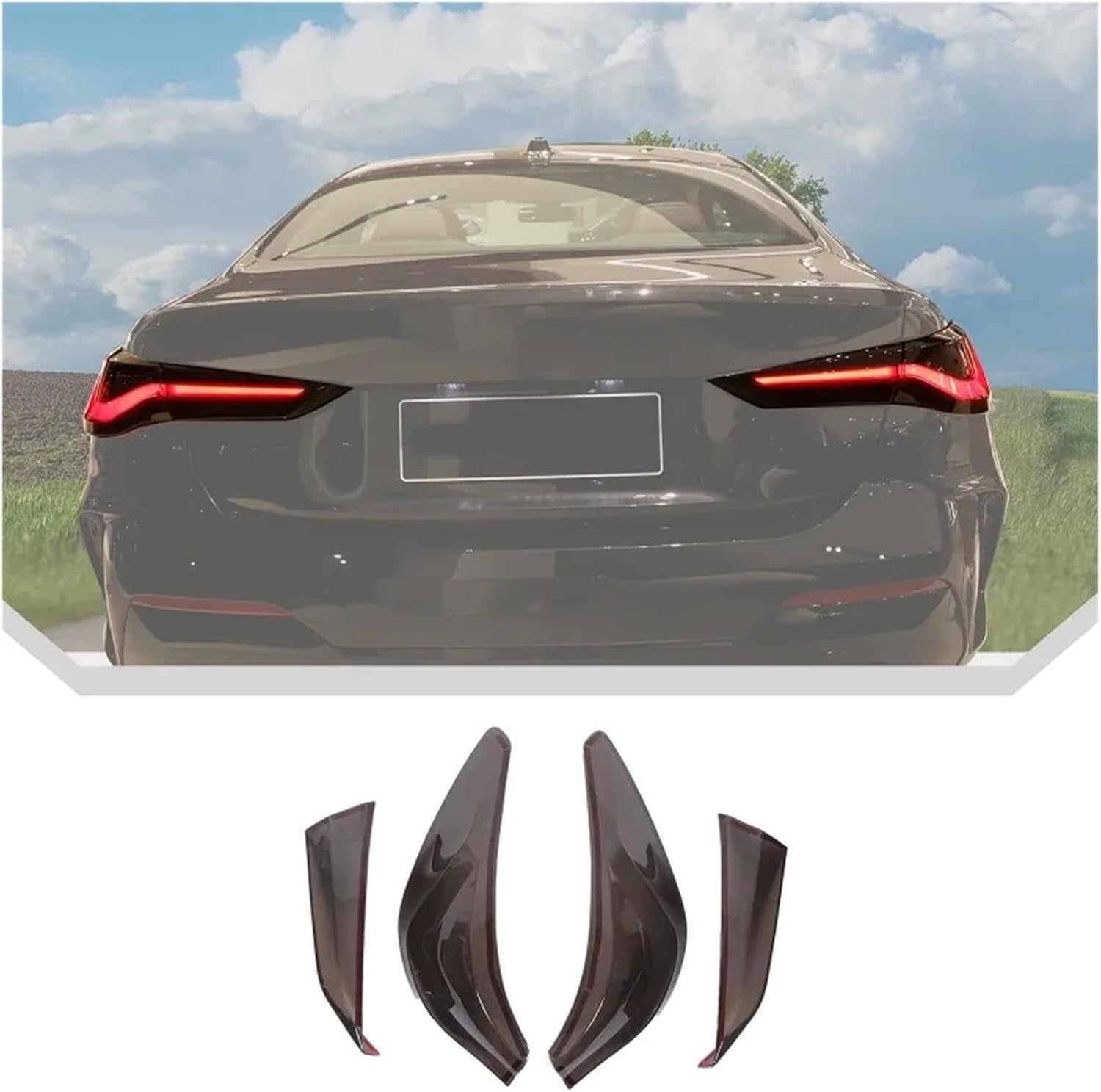 Smoke Black Car Rear Tail Light Lamp Decoration Cover Compatible For BMW 4 Series G22 G23 M4 2021-2025 Taillight Cover Exterior Accessories