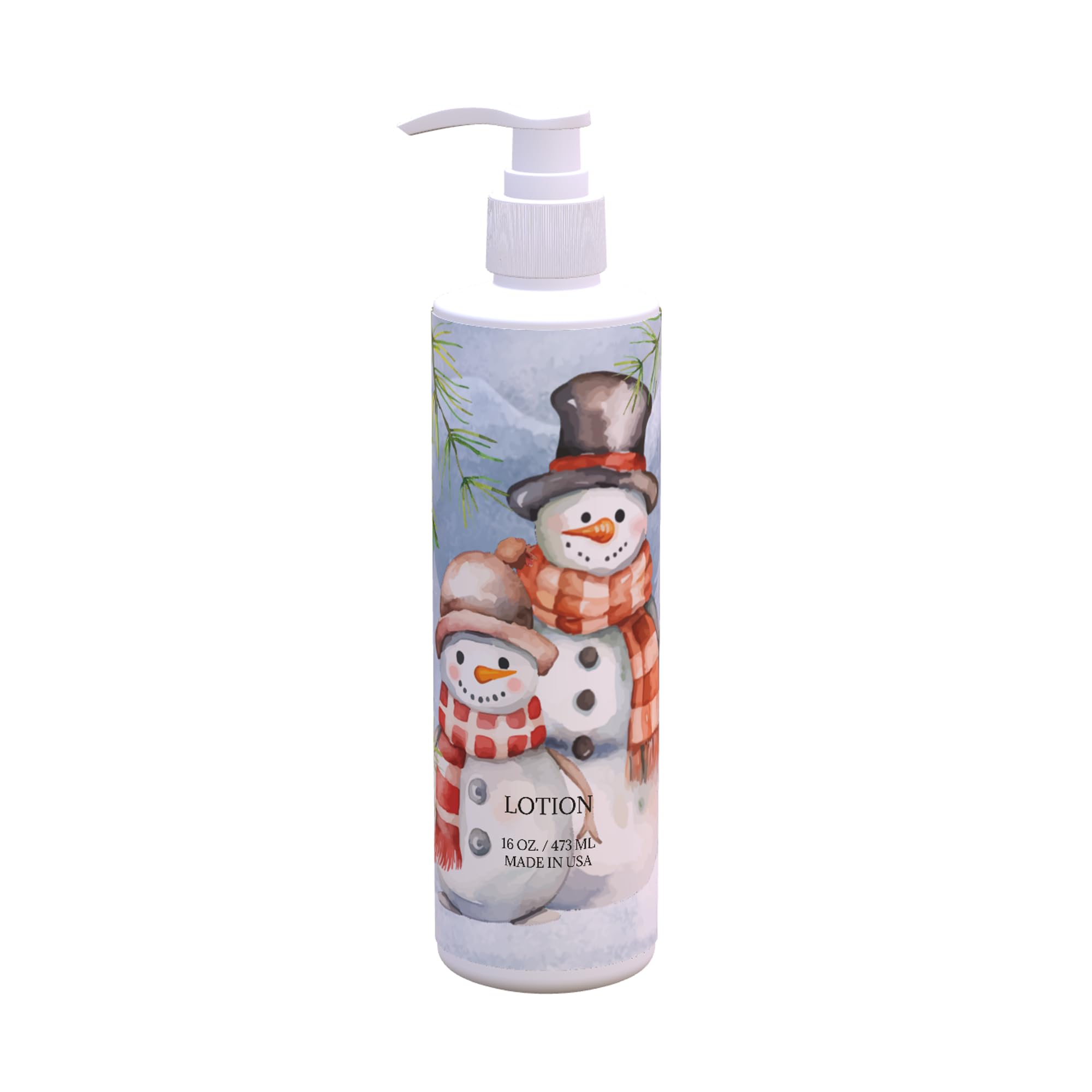Christmas Hand Body Lotion Snowman Design Fresh Green Tea Lemon Scent 12 Pack 16 oz Pump Bottles Playful
