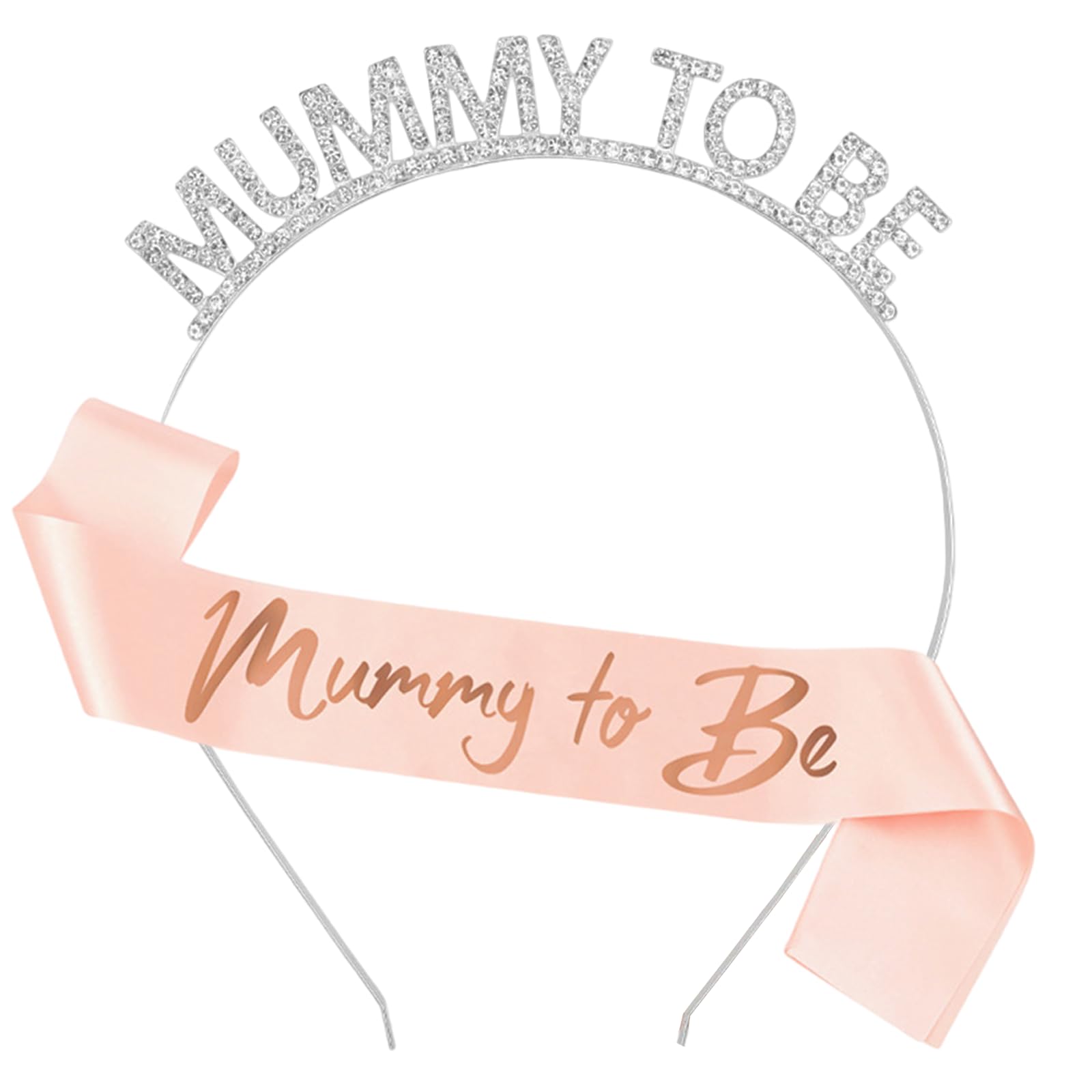 GWAWG Baby Shower Sash Party Decoration, Mummy to Be Sash Set, Rhinestone Tiara Crown Headband and Mummy Ribbon