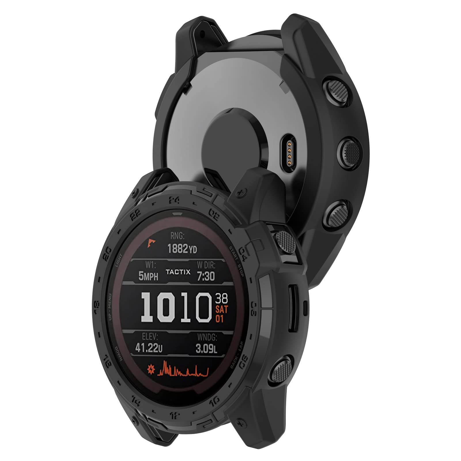 Pokrowiec do zegarka Garmin tactix 7 AMOLED, ultracienki pokrowiec, etui, antyrysowny, lekki pokrowiec TPU, ochraniacz, etui na Garmin tactix 7 AMOLED Smartwatch na zewnątrz (czarny)