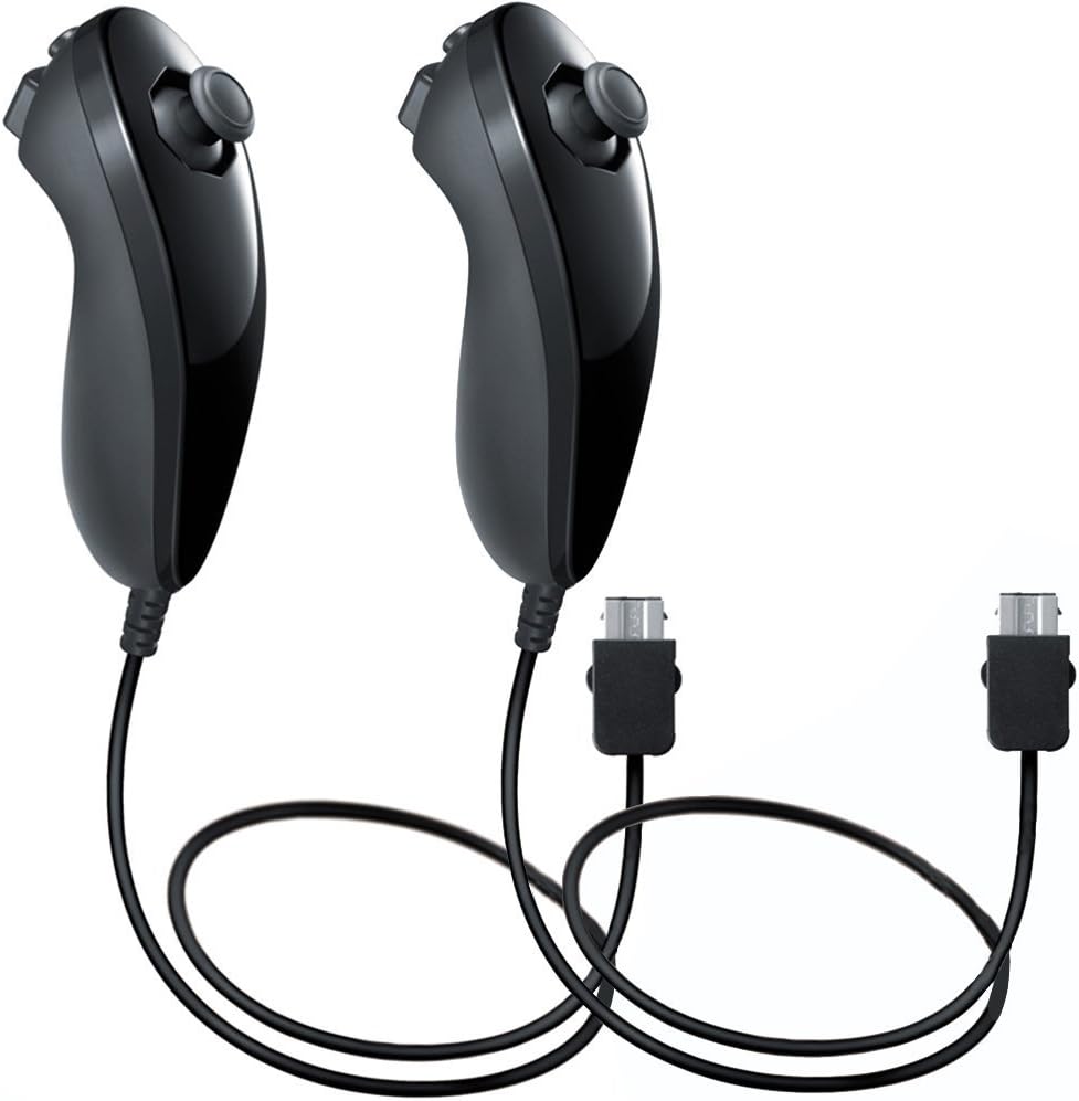 Lyyes Wii Nunchuck Controller,Lyyes Nunchuck Controllers for Nintendo Wii Video Game Pack of 2 (Black)