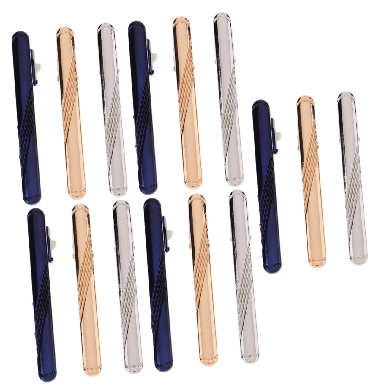Clips de corbata para hombre Beaupretty azul amarillo plata 8