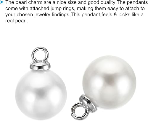 Miniatura 5 de PATIKIL 150 cuentas de perlas de perlas de imitación de perlas colgantes de bricolaje para hacer joyas, pulseras, aretes, collar