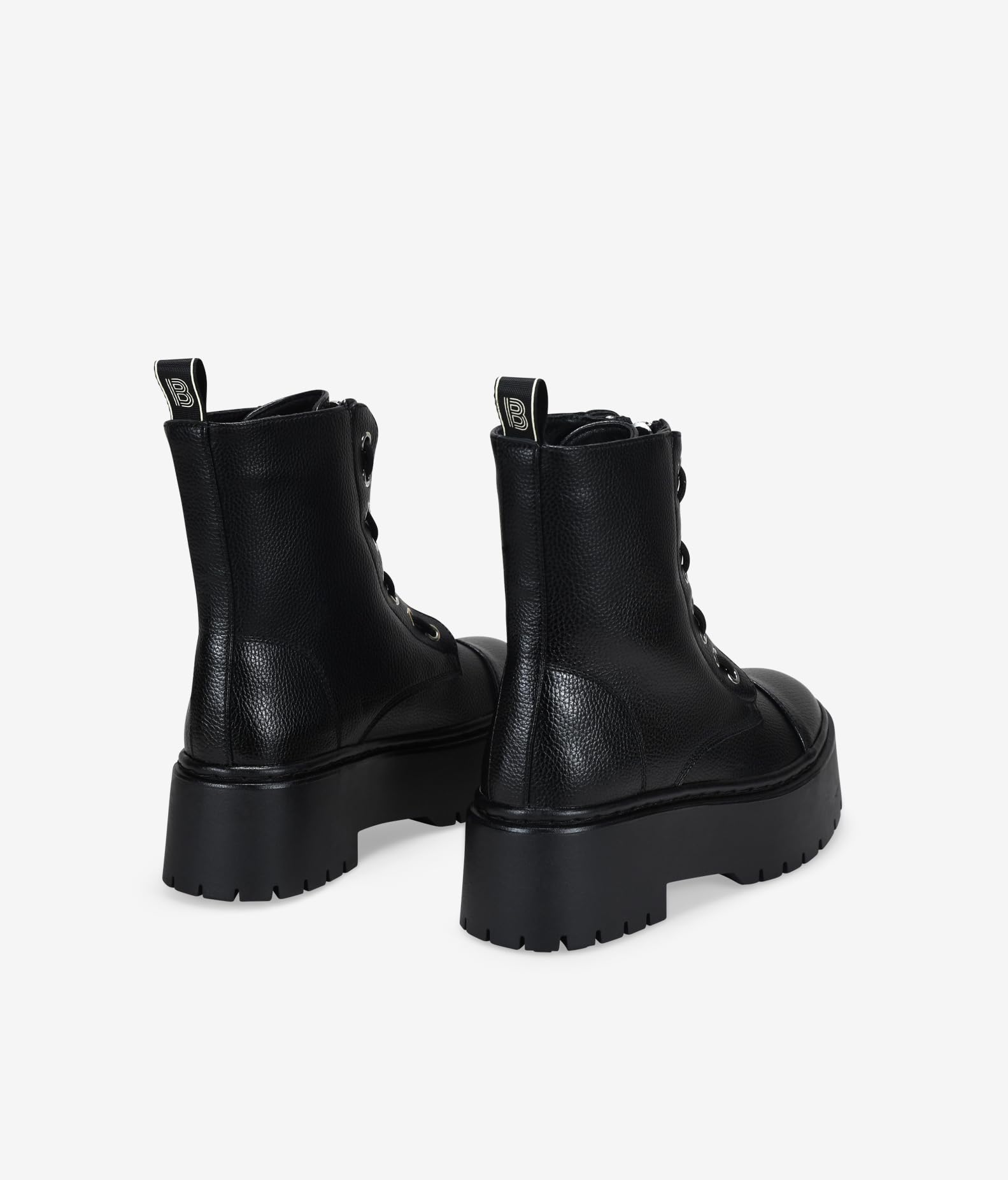 BOSANOVA Botas Militares Negras Mujer Cremallera Central Cordones Vertical Suela Plataforma 5.5 cm