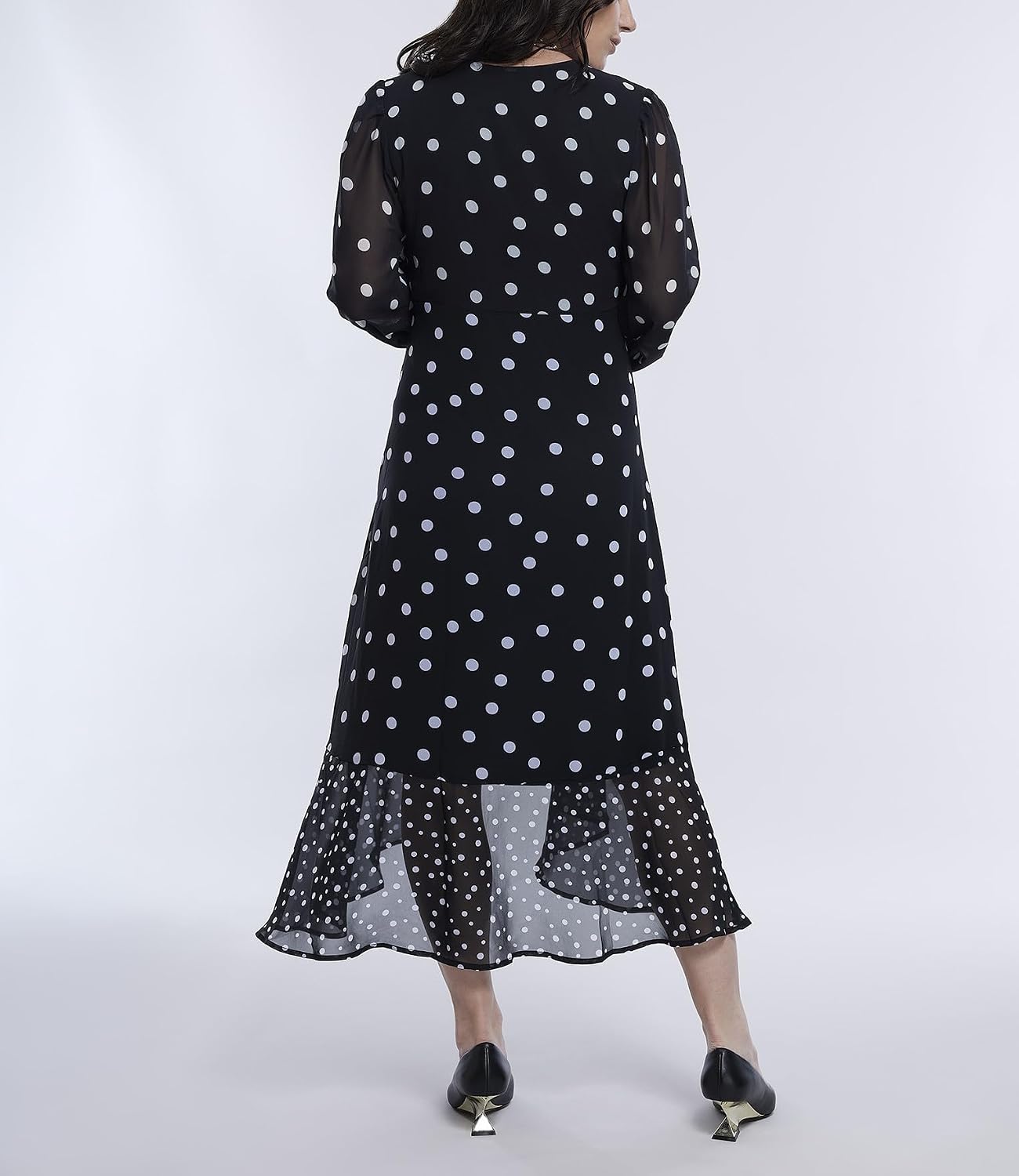 Motherhood Maternity Women's Long Sleeve Wrap Flounce Midi Pregnancy Dress