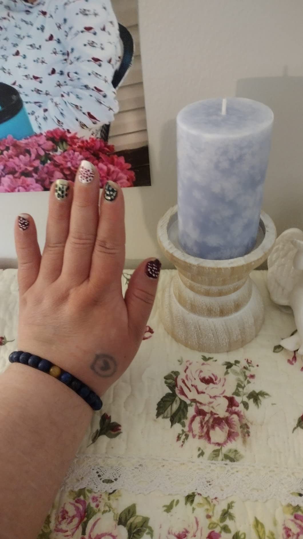 3/mo Finance Stonebriar Decorative Worn White Wooden Pillar Candle