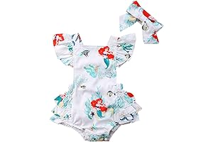Adorable Mermaid Ensemble for Baby Girls: BULINGNA's Ruffled Romper Set