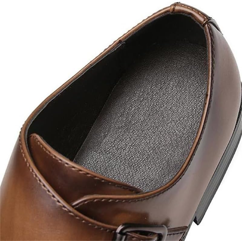 HBJWOV Men's British-style Buckle Business Leather Shoes Formal Single Shoes Office Professional Low-top Rubber Sole Non-slip Wear-resistant