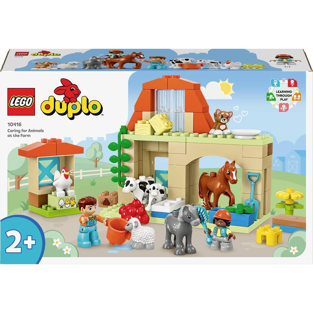 LEGO DUPLO Farm Animal Care Toy, Educational Roleplay for Children and Girls from 2 Years and Up with Figures of Horses, Cows and Hens, Preschool Learning Set 10416