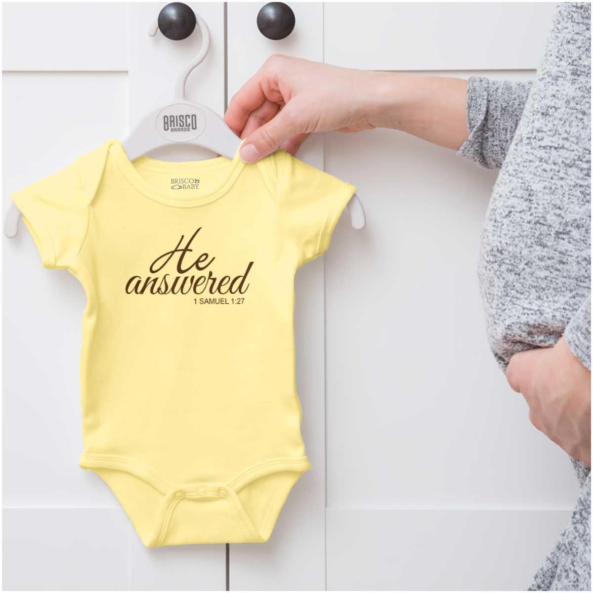 Brisco Brands He Answered Samuel 1:17 Christian Baby Bodysuit Jumper Girls image 5
