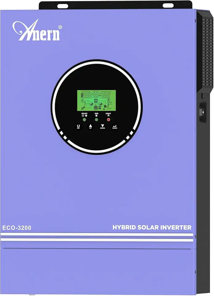 Inversor Híbrido Solar de 3200W, Inversor de Onda Senoidal Pura 24V CC a 220-230V CA, Controlador de Carga Solar MPPT de 80A Integrado, Adequado Para Bateria de Gel de Chumbo-ácido de Lítio de 24V