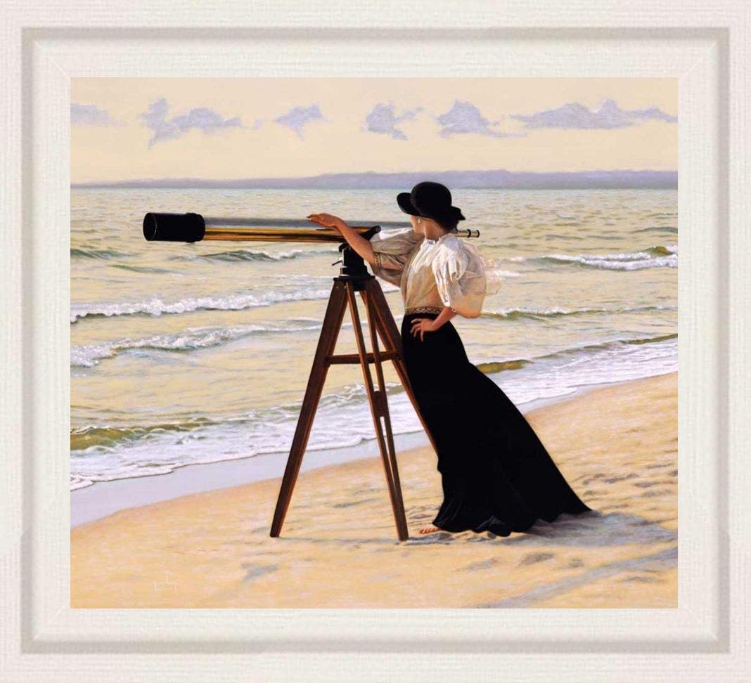 Amazon.com: Buyartforless FRAMED The Outlook - Woman with Spyglass