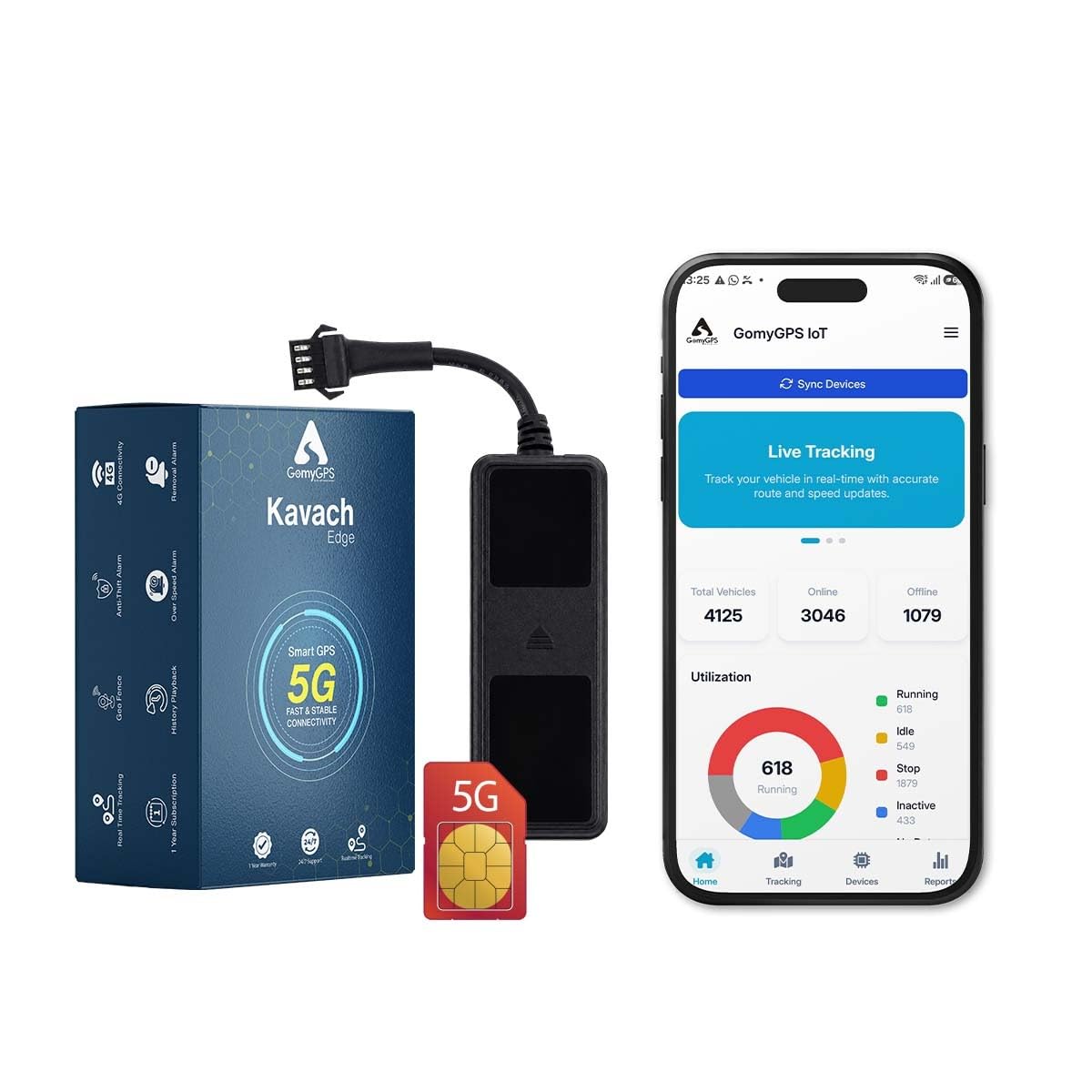 kavach edge 4g/5g gps tracker for car, bike & fleet vehicles | real-time live tracking, geofence alert, engine on/off & anti-theft alert | subscription included (3 months subscription)